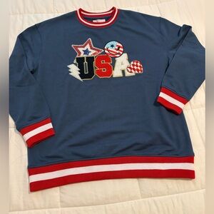 SIMPLY SOUTHERN USA NAVY VARSITY CREW SWEATSHIRT